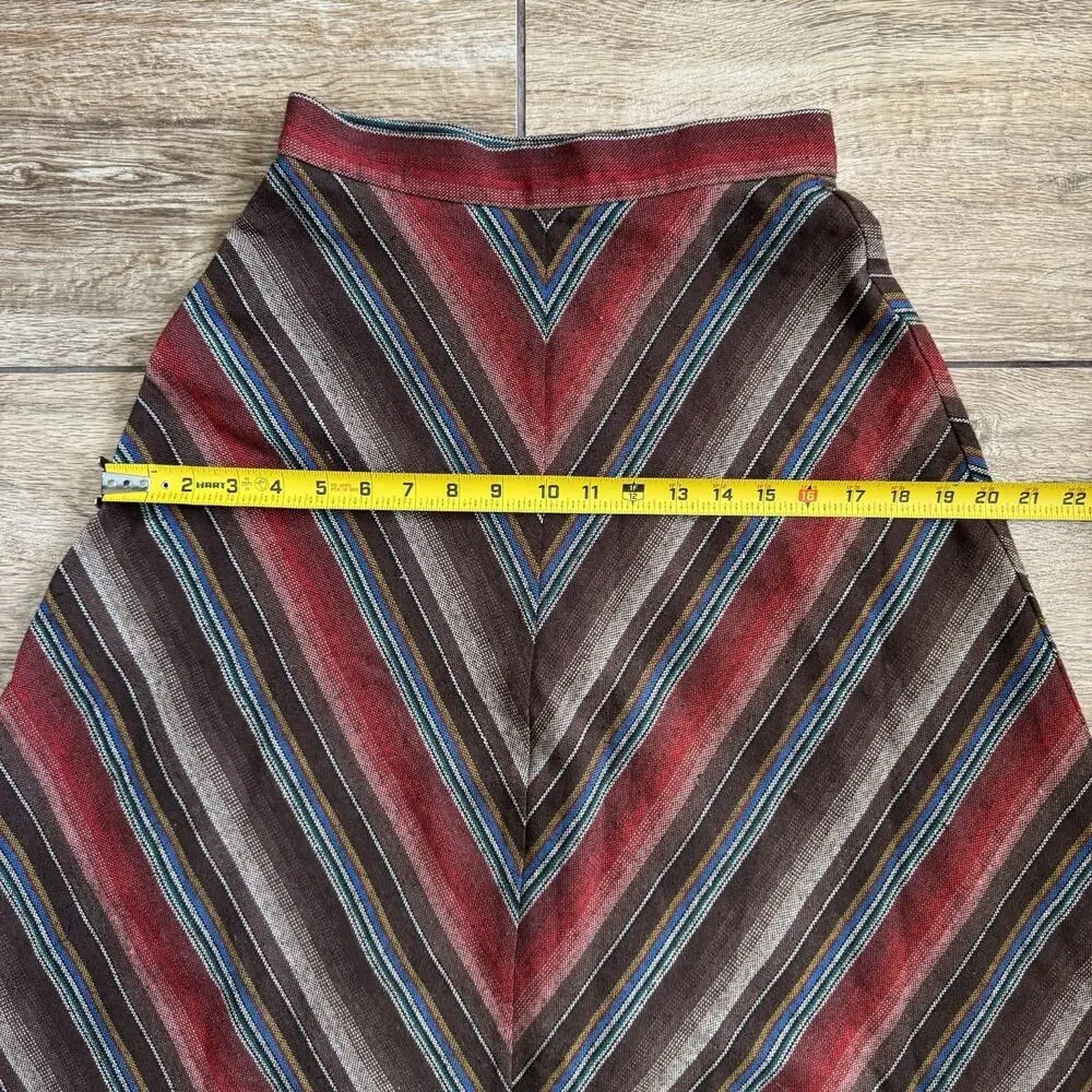 Vintage Juniors Brown Chevron Stripe A-Line Skirt Academia Union Made